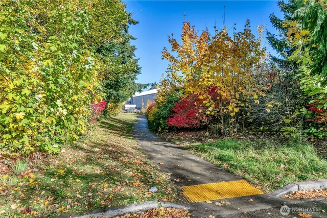 a backyard of a house with lots of green space