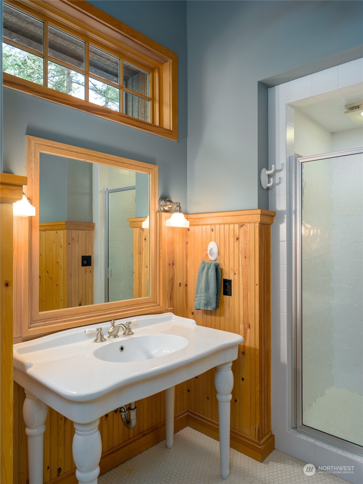 777 Eliza Road Lopez Island, WA 98261 - Photo 23 of 38 a bathroom with a sink and a mirror