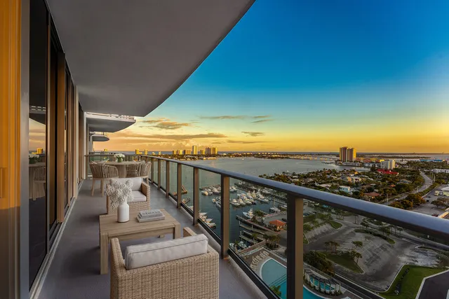 a view of city from a balcony