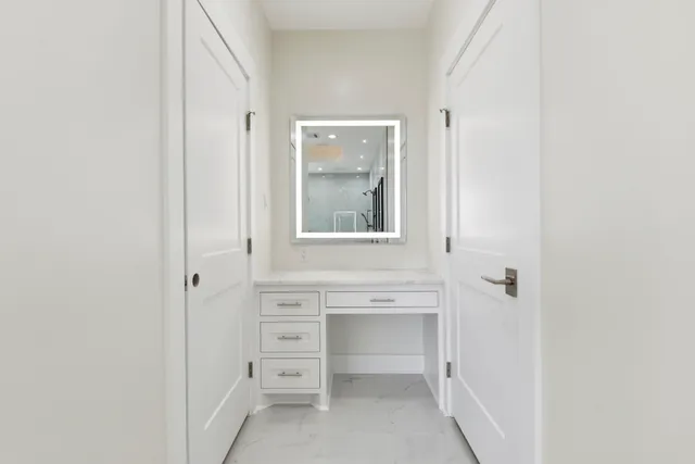 wooden floor in closet and window