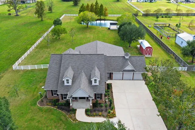 an aerial view of a house