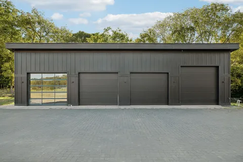 a view of lake with green space