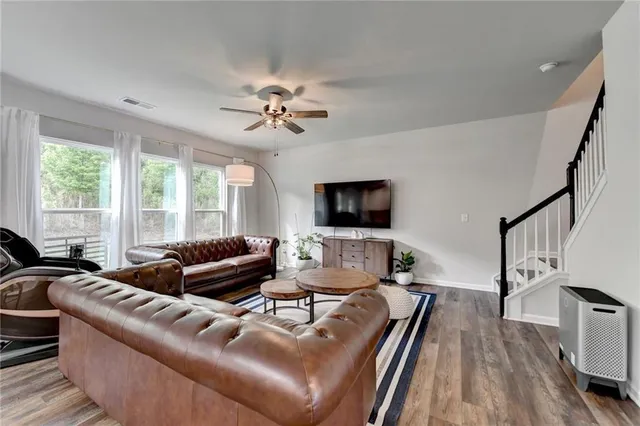 a living room with furniture