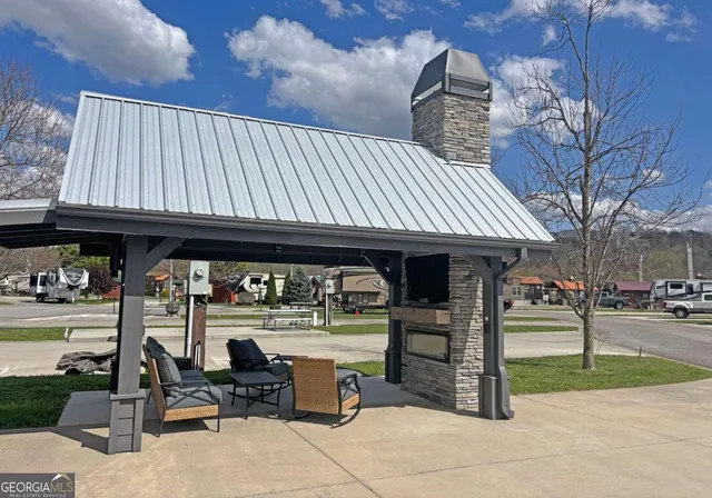 a view of outdoor seating space