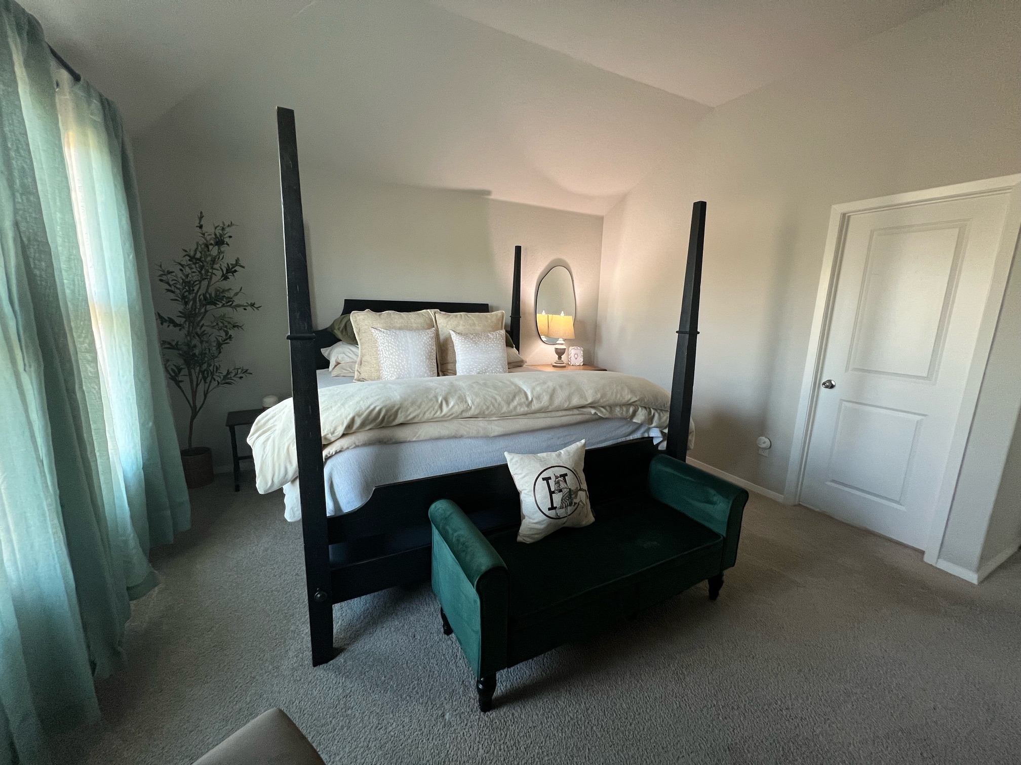 225 Graver Street Georgetown, TX 78626 - Photo 7 of 19 Bedroom with carpet floors and vaulted ceiling