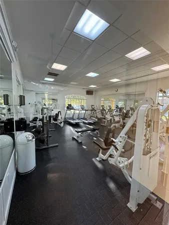 a view of a room with gym equipment