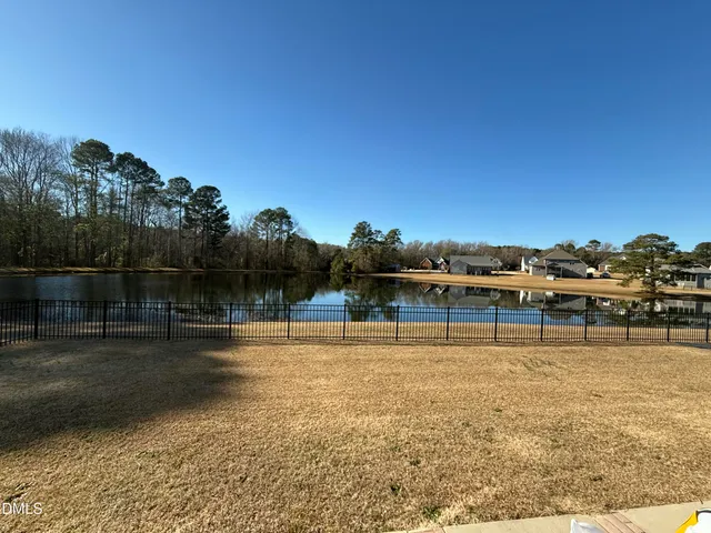 a view of a water with an outdoor space