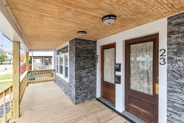 a view of porch with seating space