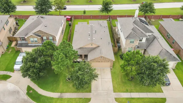 an aerial view of a house