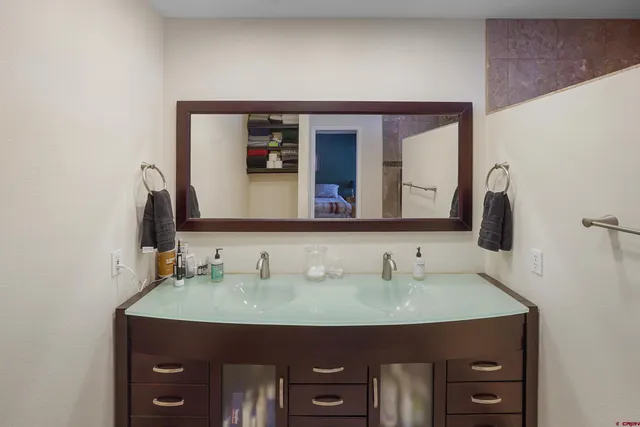 a bathroom with a shower