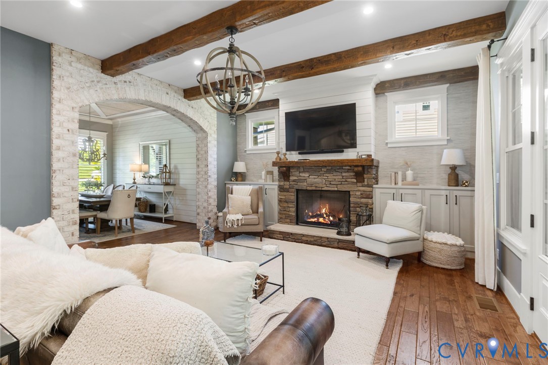 1925 Muswell Court Midlothian, VA 23112 - Photo 2 of 64 Living area with exposed wood beams, a stone-faced