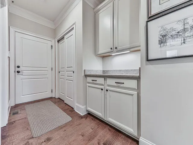 a backyard of a house with lots of green space