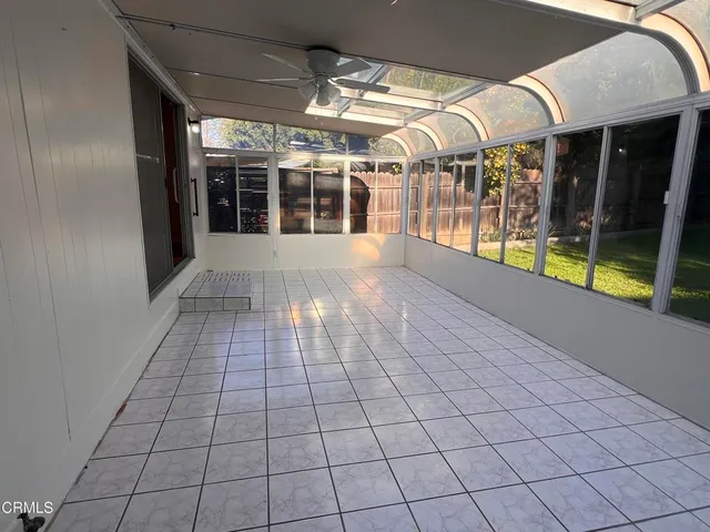 a view of a porch with an empty room