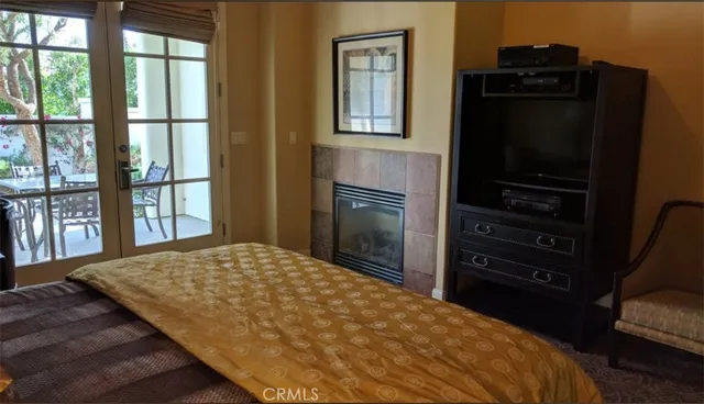 an outdoor space with furniture