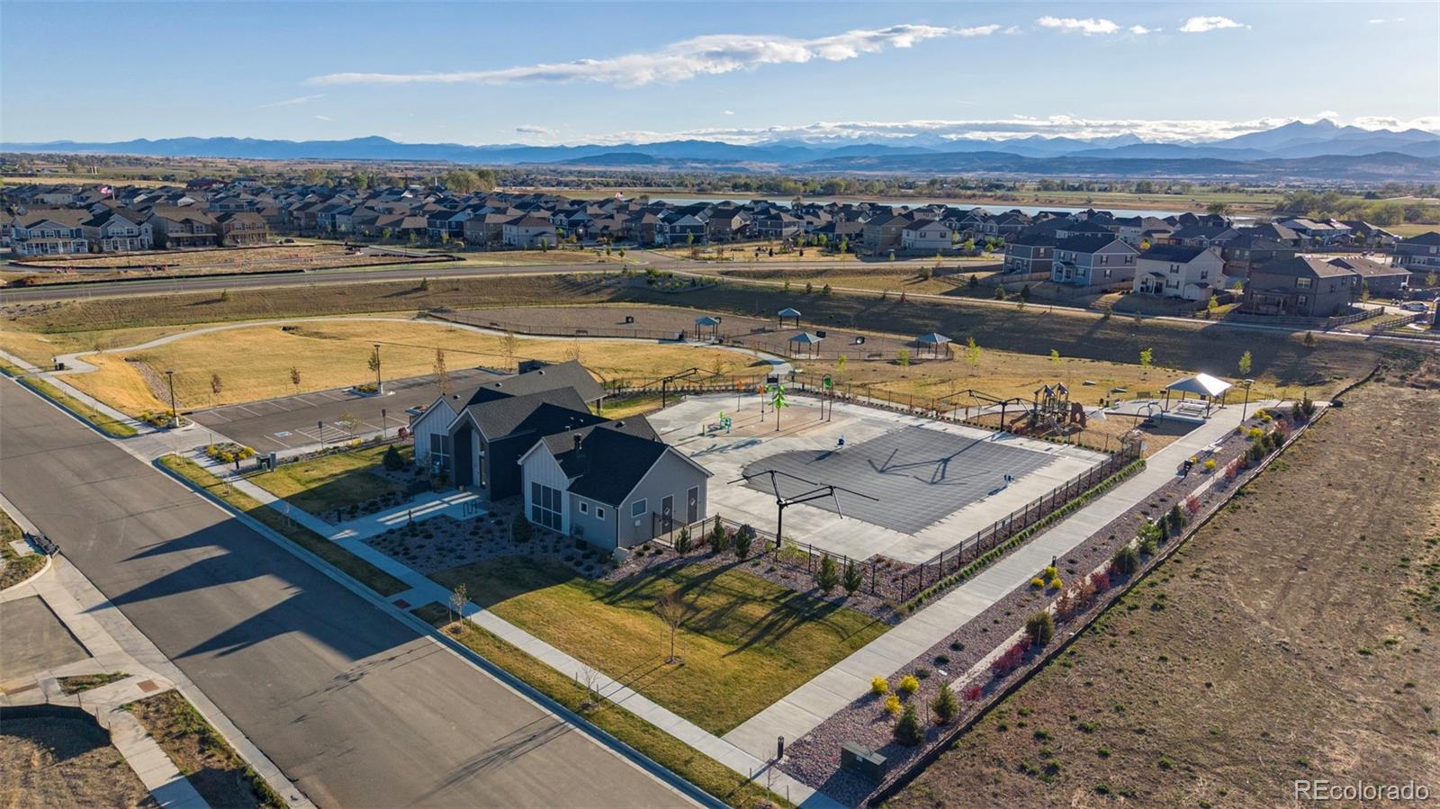 1680 Rivergate Way Berthoud, CO 80513 - Photo 36 of 41 an aerial view of a swimming pool with seating area