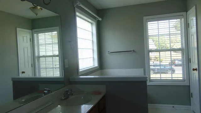 an empty room with windows