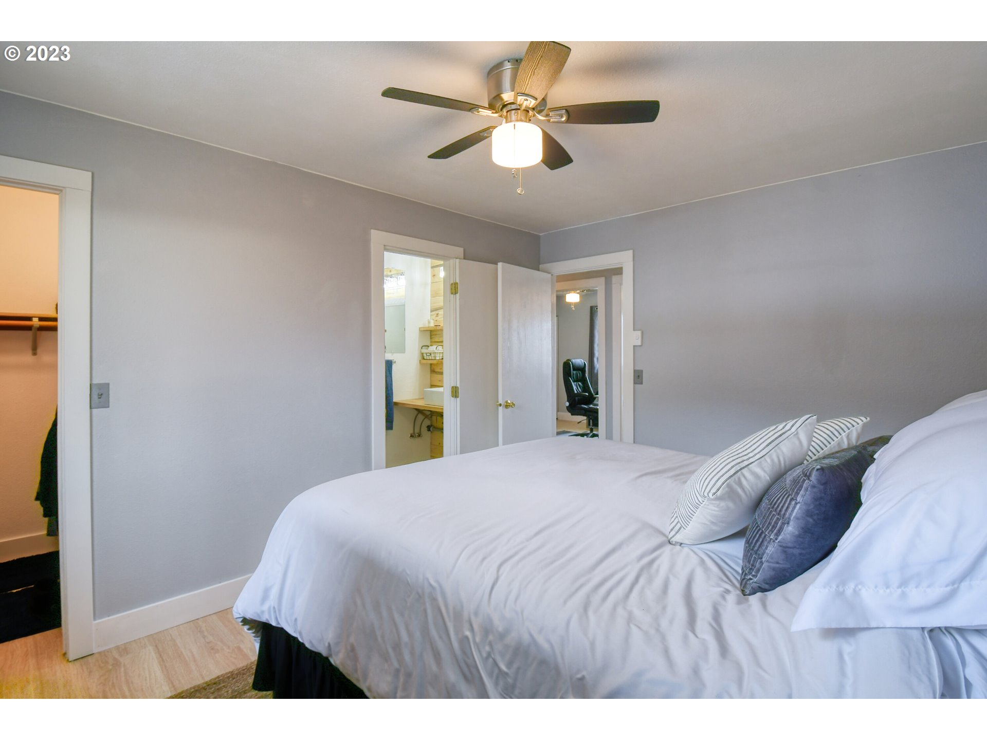 1320 Southwest 37th Street Pendleton, OR 97801 - Photo 16 of 31 a bedroom with a bed and a ceiling fan