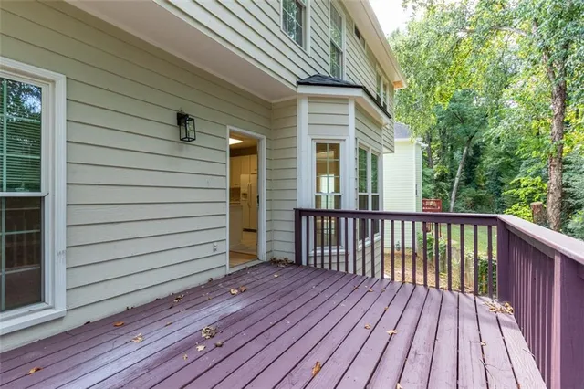 a view of a wooden deck