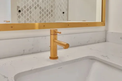 a bathroom with a bathtub