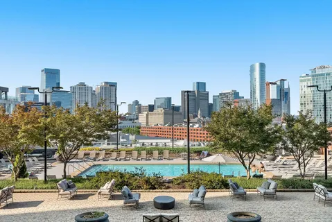 a view of a city with tall buildings