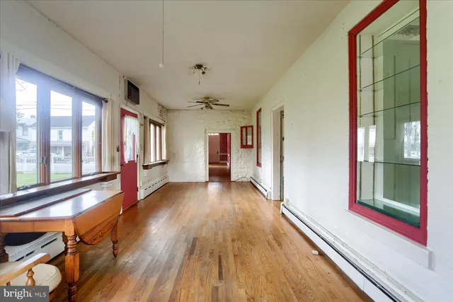 a view of a building with a street