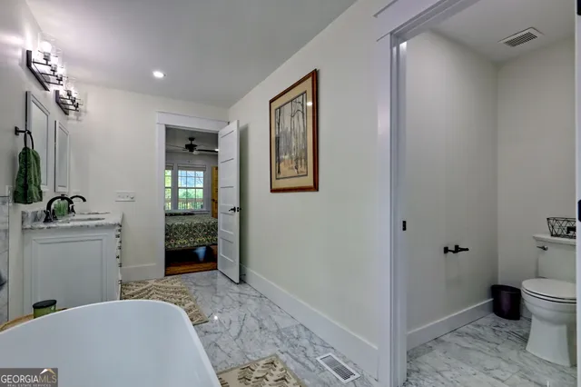 a view of a lake view with a garden