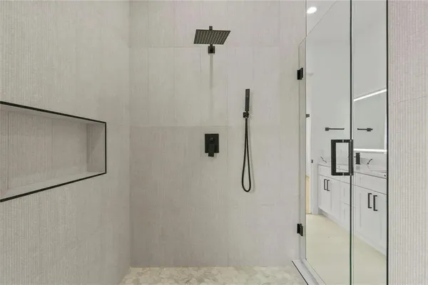 a bathroom with a shower