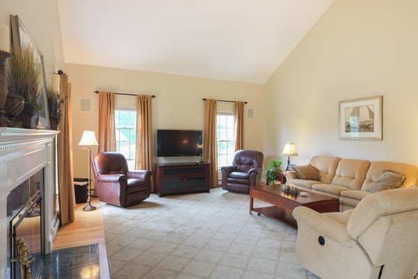 45 York Road Wayland, MA 01778 - Photo 9 of 30 a living room with furniture a fireplace and a flat screen tv
