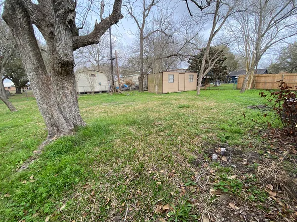 a view of a yard with a tree