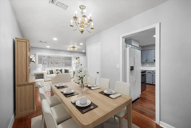 a view of a dining room and livingroom view