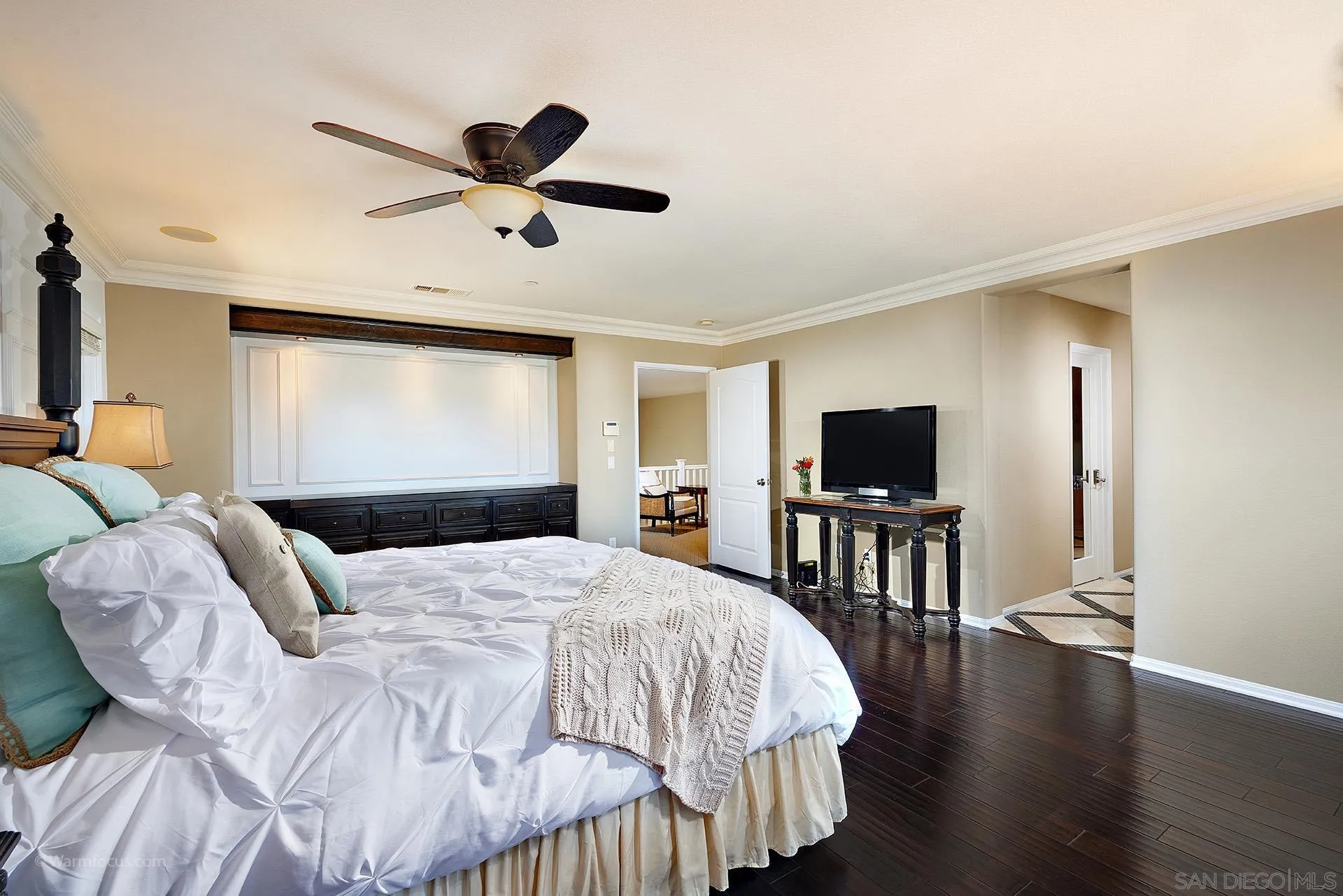 3025 Calico Street Santee, CA 92071 - Photo 27 of 59 a bedroom with a bed and a flat screen tv