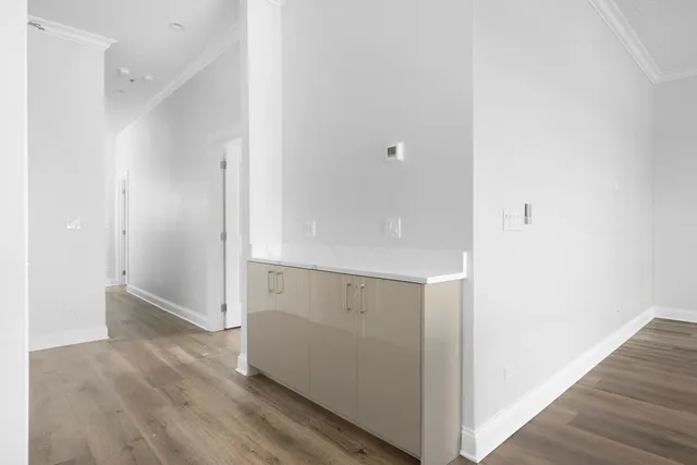 a view of an empty walk in closet