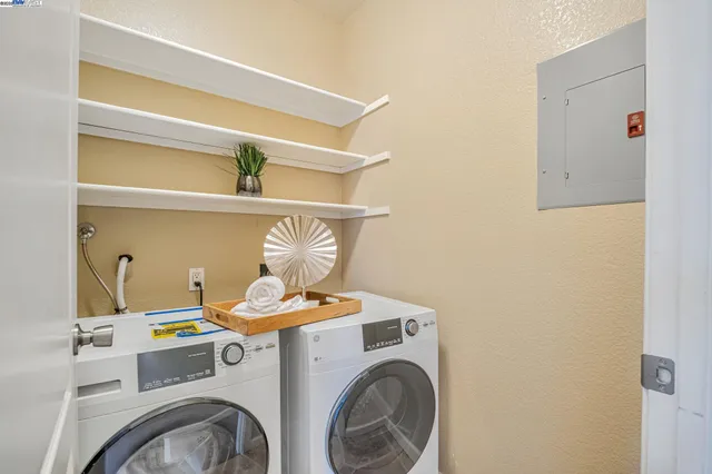 a view of a balcony with chair