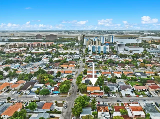 an aerial view of multiple house