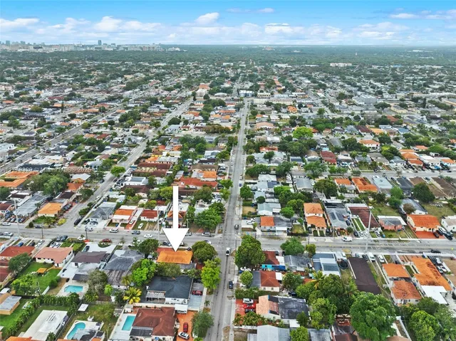 an aerial view of residential building with outdoor space