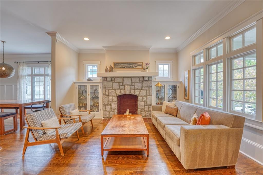997 Blue Ridge Avenue Northeast Atlanta, GA 30306 - Photo 5 of 53 a living room with furniture and a fireplace