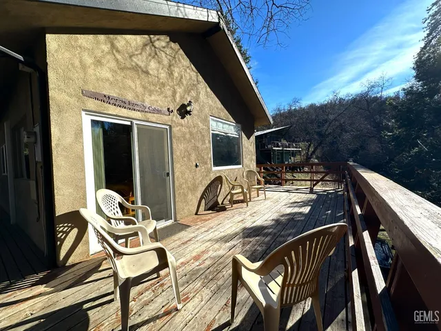 a view of a balcony with mountain view