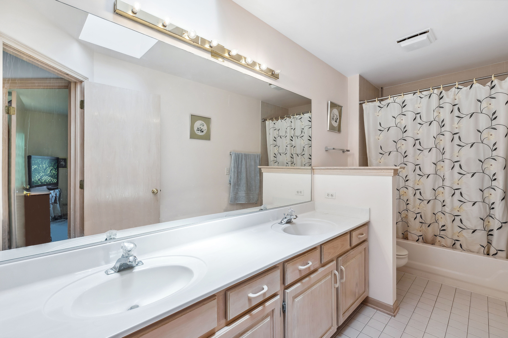 497 Farm Bridge Road Lake Zurich, IL 60047 - Photo 19 of 27 a bathroom with a sink a mirror and a shower