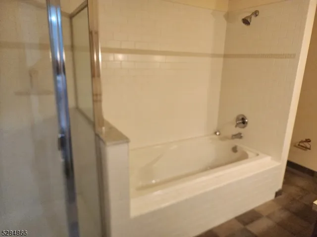 a bathroom with a bathtub