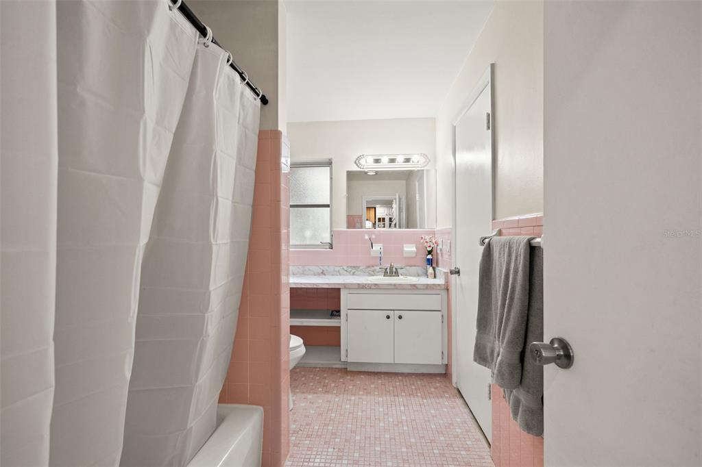 6422 Fairlawn Street Spring Hill, FL 34606 - Photo 17 of 43 a bathroom with a sink a mirror and a shower