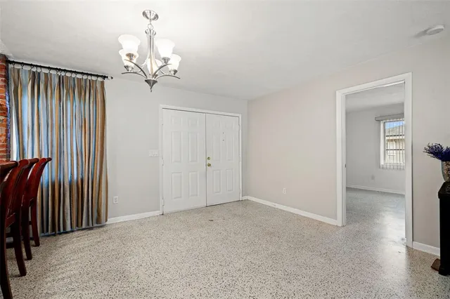 a view of a chandelier in a room