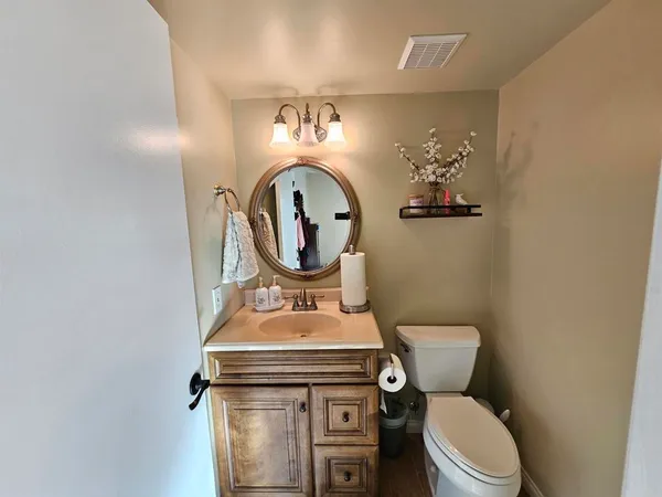 a close view of a toilet in a bathroom
