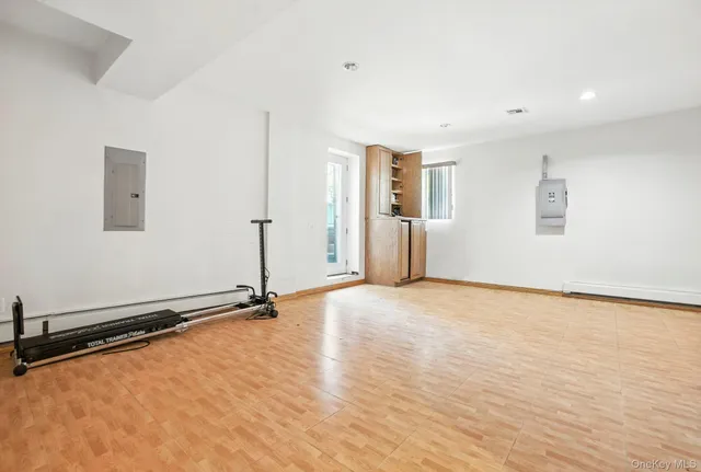 a view of a balcony with a potted plant