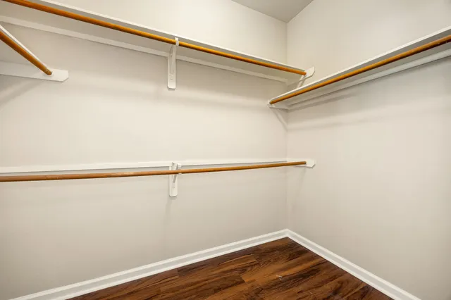 a view of a room with racks on the wall