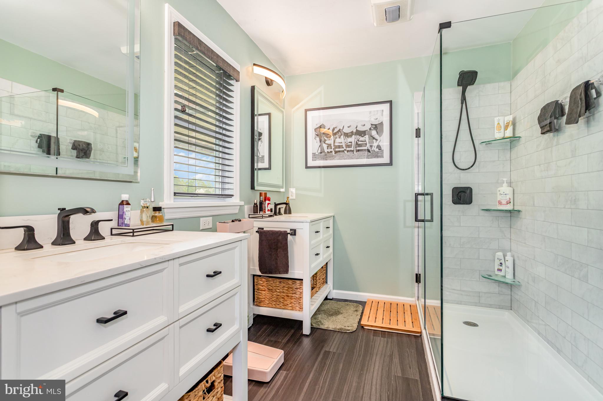 107 North Colebrook Road Manheim, PA 17545 - Photo 14 of 35 a bathroom with a granite countertop sink mirror and a shower