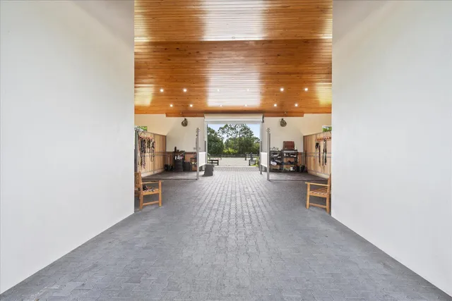 a view of wooden balcony