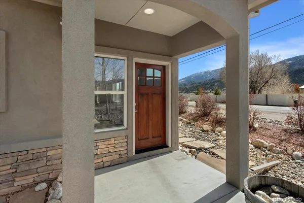 a view of a lake with a mountain view in the background