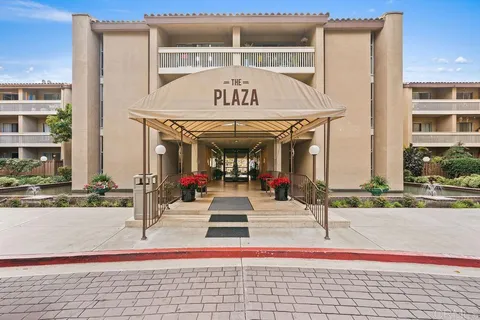 a front view of a building with street