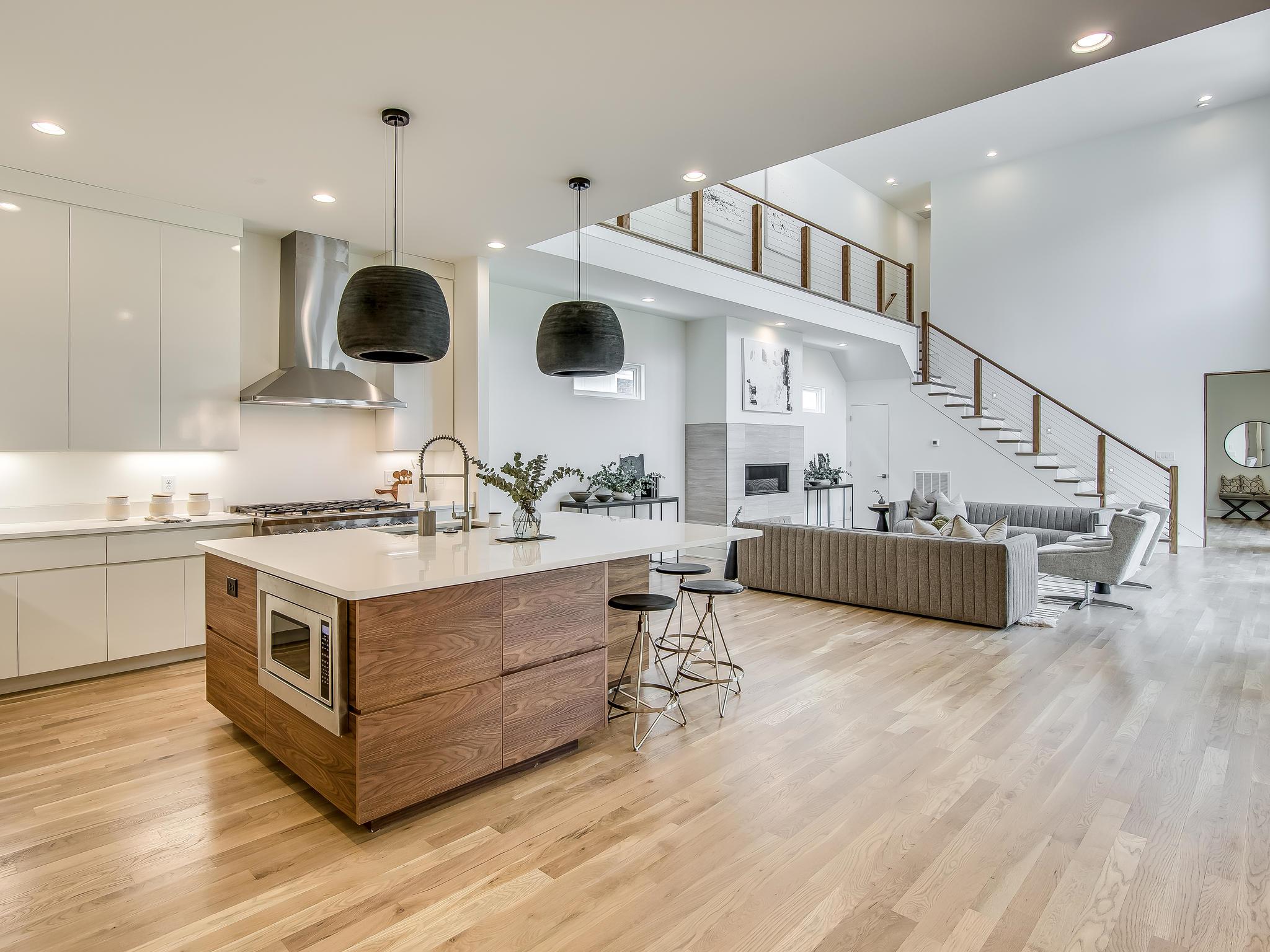 3419 A Hopkins Street Nashville, TN 37215 - Photo 5 of 22 Custom walnut island and slab front cabinets with quartz counters