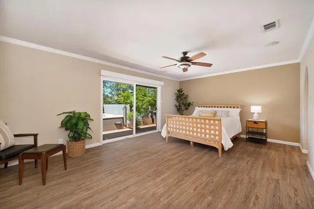 a living room with a bed furniture and a window